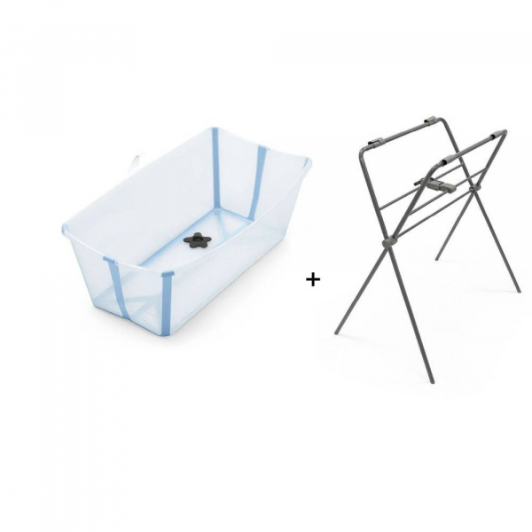 Pack baignoire flexi bath ocean blue + support à pieds Stokke