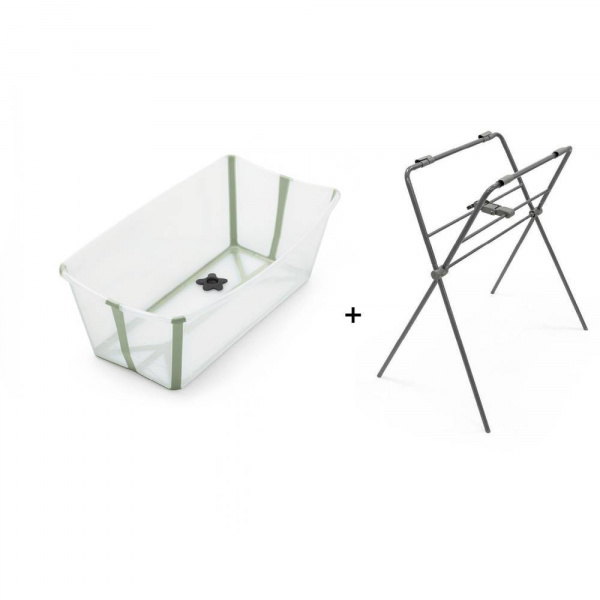 Pack baignoire flexi bath verte + support à pieds Stokke