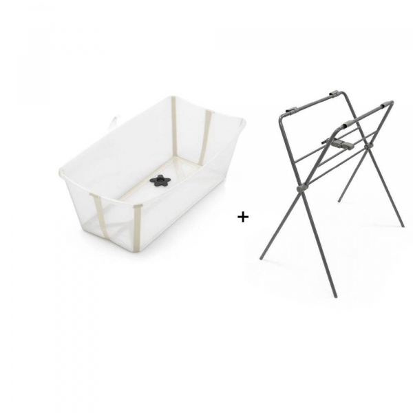 Pack baignoire flexi bath sandy beige + support à pieds Stokke