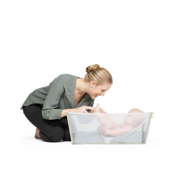 Pack baignoire flexi bath sandy beige + support à pieds Stokke