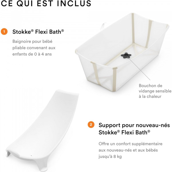 Baignoire flexi bath xl sandy beige + transat de bain Stokke