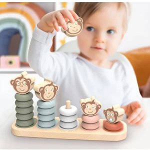 Jeu à empiler en bois famille singe Speedy monkey