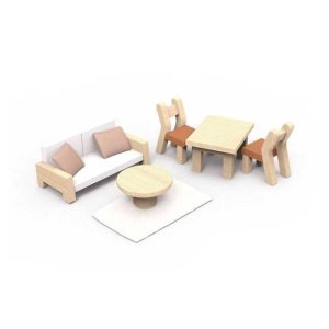 Maison de poupées en bois fleurs avec mobilier Speedy monkey