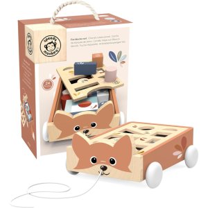 Chariot à tirer renard avec 24 blocs en bois Speedy monkey