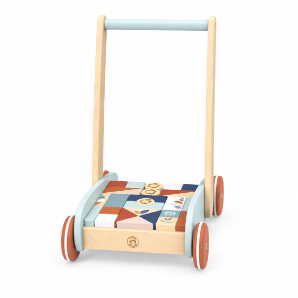 Chariot de marche en bois avec 27 blocs Speedy monkey