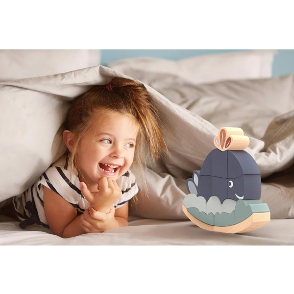 Jeu d’équilibre en bois baleine à empiler 13 pièces Speedy monkey