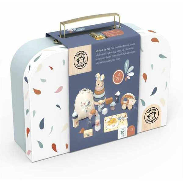 Coffret de 4 jouets d’éveil en bois Speedy monkey