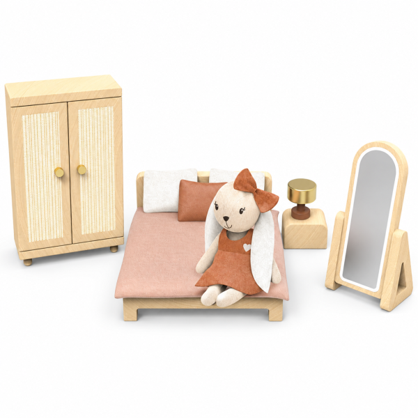 Mobilier de chambre pour maison de poupée avec lapin Speedy monkey