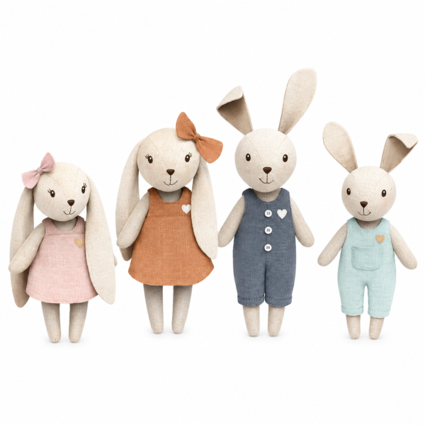 Famille de 4 poupées lapins articulées pour maison de poupées Speedy monkey
