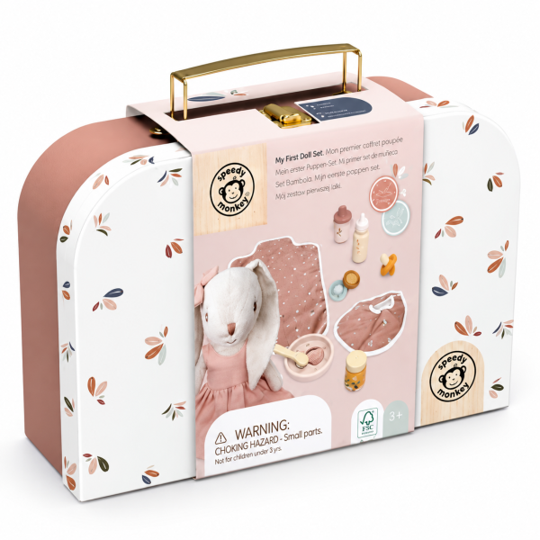 Coffret poupée lapin avec accessoires et valisette Speedy monkey