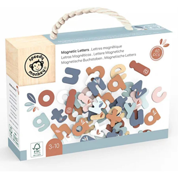 Lettres magnétiques en bois 60 pièces Speedy monkey