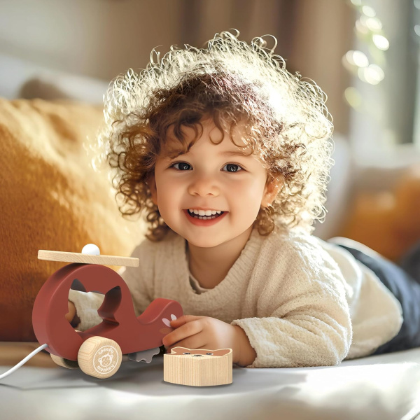 Hélicoptère à tirer en bois Speedy monkey