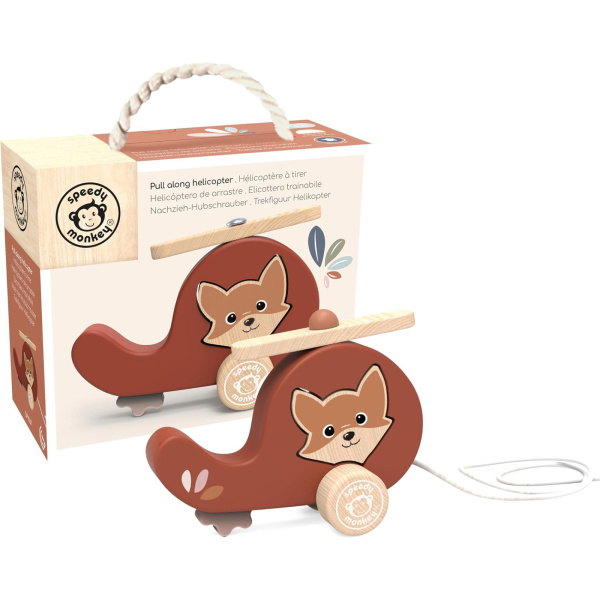 Hélicoptère à tirer en bois Speedy monkey