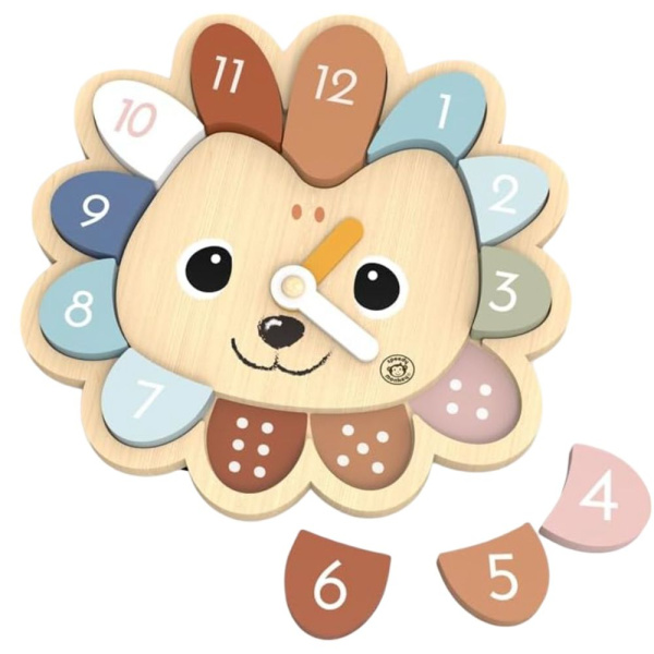 Horloge éducative en bois hérisson avec 12 formes à encastrer Speedy monkey