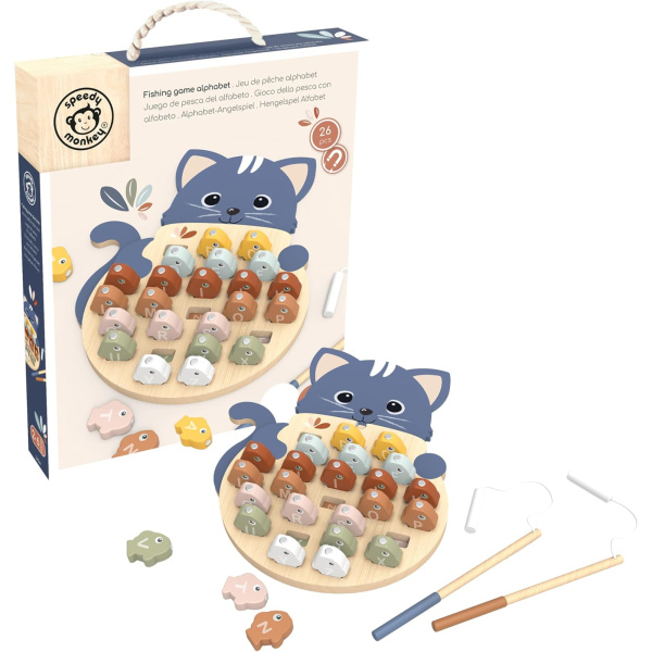 Jeu de pêche à la ligne magnétique alphabet en bois 2 en 1 Speedy monkey