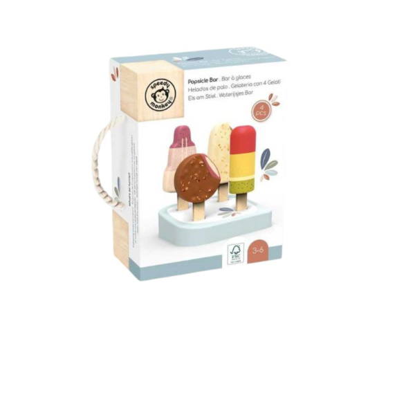 Bar à glaces en bois avec 4 glaces Speedy monkey