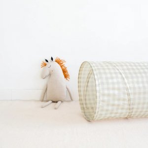 Tunnel de jeu en tissu recyclé vichi beige 3 sprouts