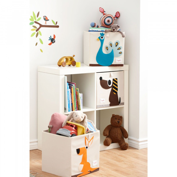 Cube de rangement paon 33 x 33 cm 3 sprouts