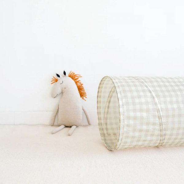 Tunnel de jeu en tissu recyclé vichi beige 3 sprouts