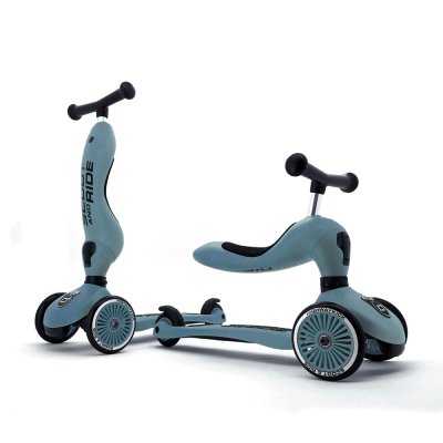 Porteur 2 en 1 évolutif en trottinette highwaykick 1 bleu acier