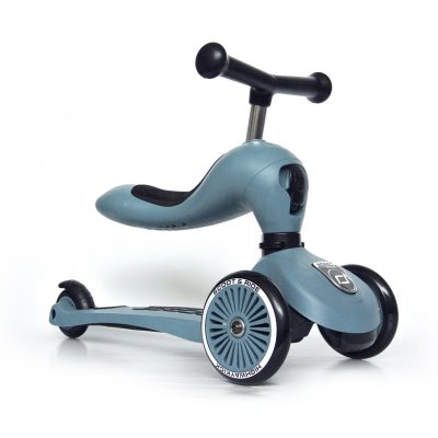 Porteur 2 en 1 évolutif en trottinette highwaykick 1 bleu acier