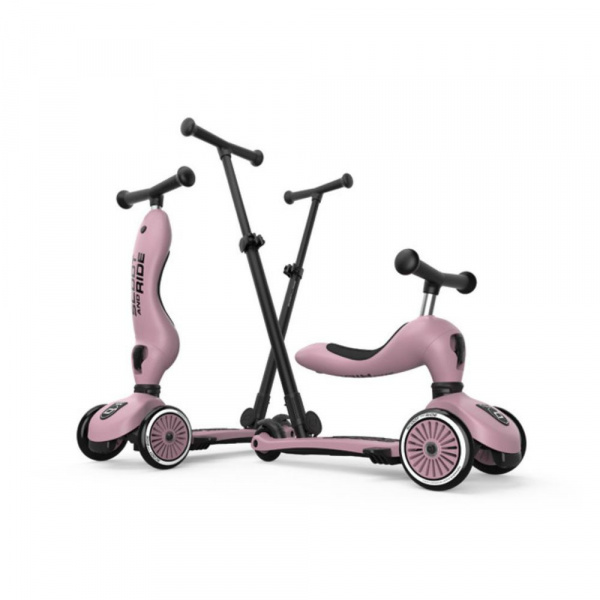 Porteur 2 en 1 évolutif en trottinette highwaykick 1 rose Scoot and ride