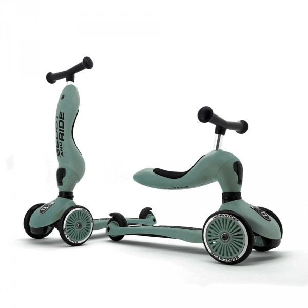 Porteur 2 en 1 évolutif en trottinette highwaykick 1 vert forest Scoot and ride