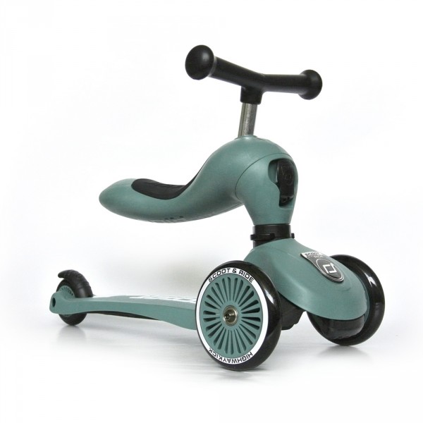 Porteur 2 en 1 évolutif en trottinette highwaykick 1 vert forest Scoot and ride