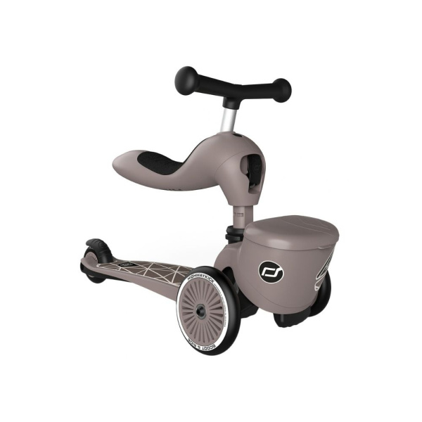 Porteur trottinette 2 en 1 avec coffre highwaykick 1 lifestyle brown lines Scoot and ride