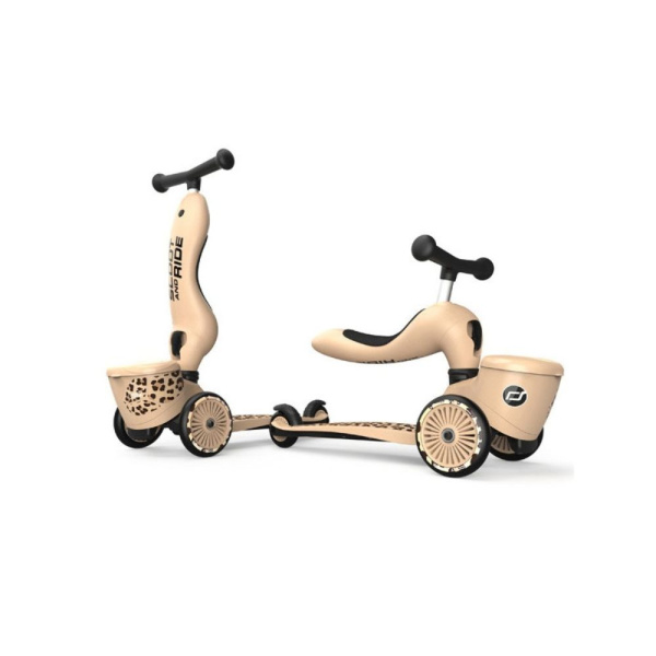 Porteur trottinette 2 en 1 avec coffre highwaykick 1 lifestyle léopard Scoot and ride