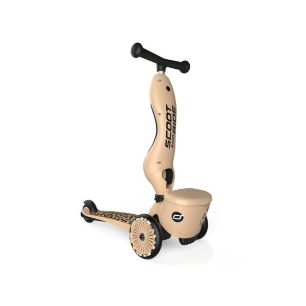 Porteur trottinette 2 en 1 avec coffre highwaykick 1 lifestyle léopard Scoot and ride