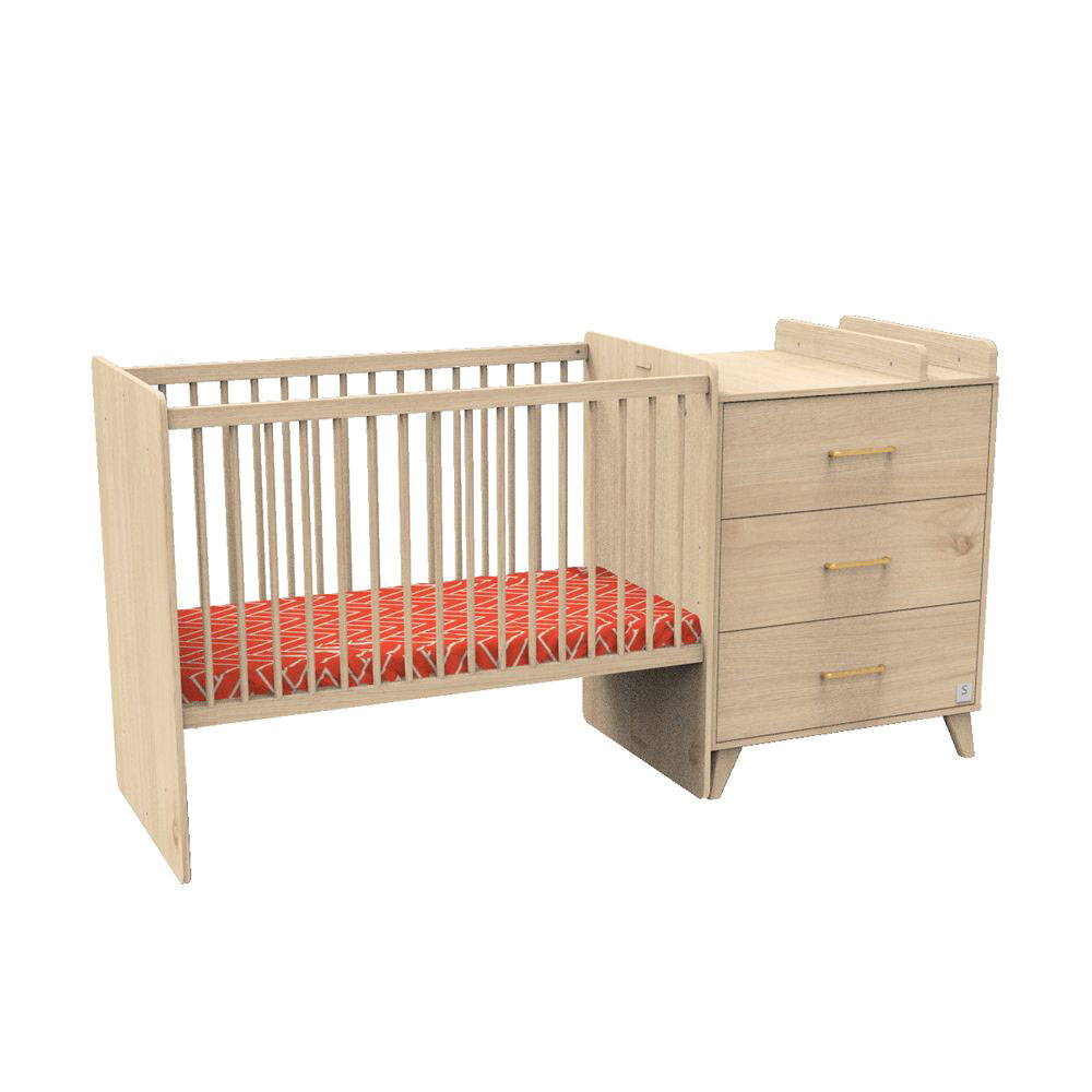 Chambre bébé duo lit combiné évolutif 120x60 + armoire arty de Sauthon  meubles sur allobébé