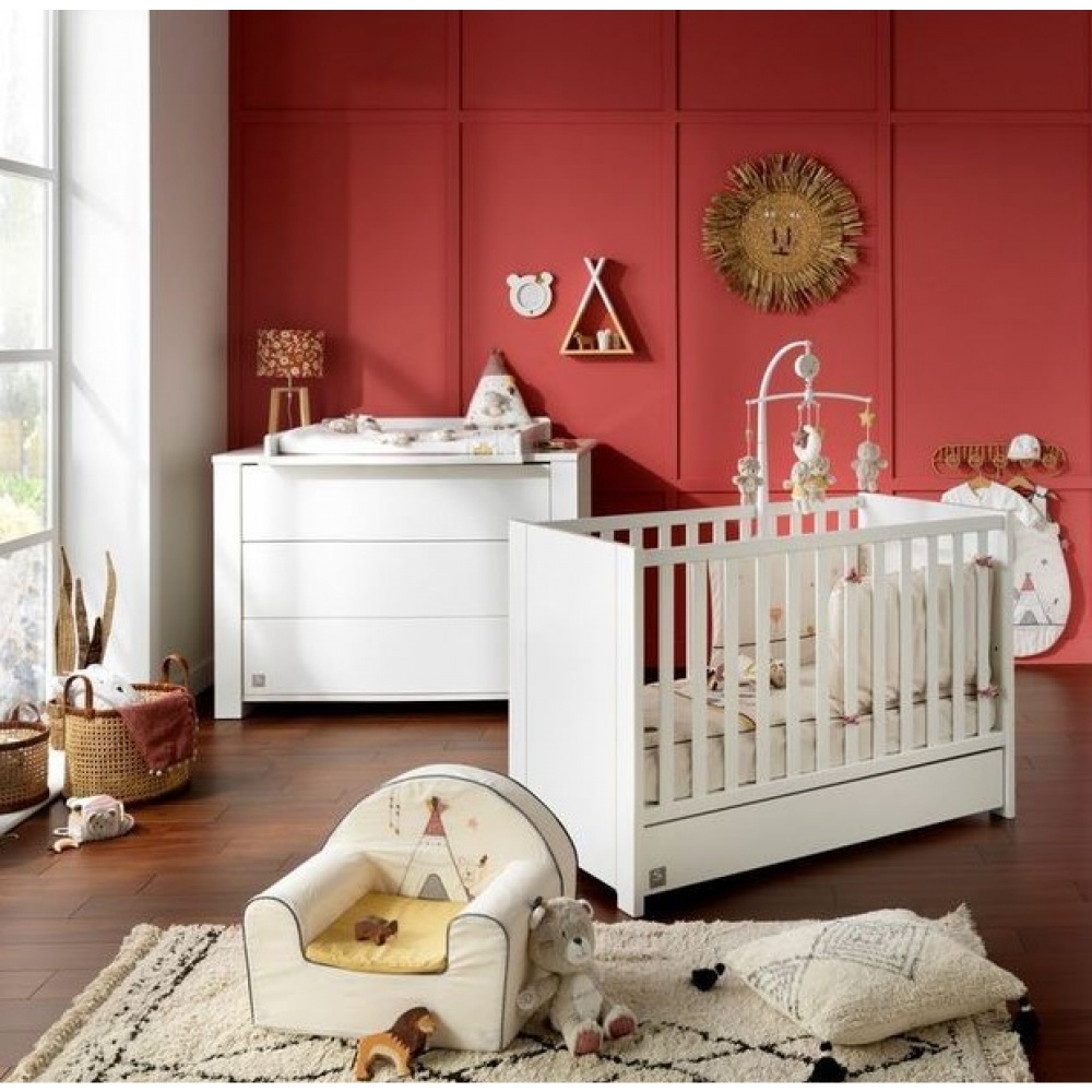 LIT BEBE 120x60 ANTONIN BOIS BLANC - Sauthon