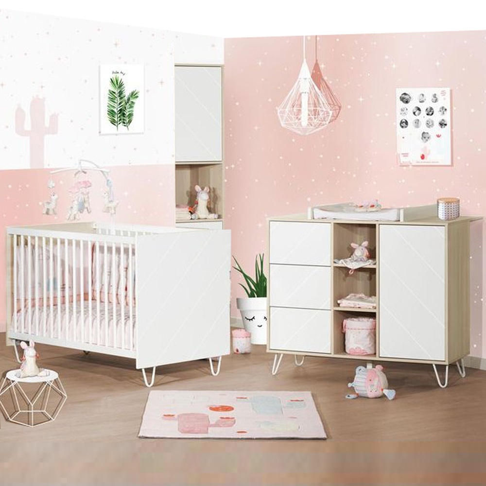 Chambre duo lit combiné évolutif + armoire loft bois de Sauthon meubles sur  allobébé