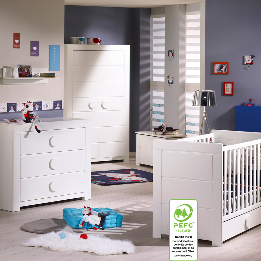 Chambre bébé trio zen bouton rond de Sauthon meubles sur allobébé