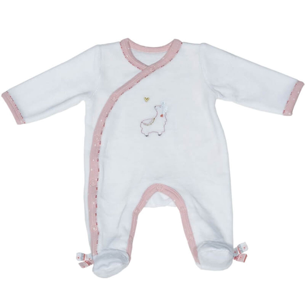 Pyjama Bebe Velours Blanc Mila Naissance De Sauthon Baby Deco Sur Allobebe