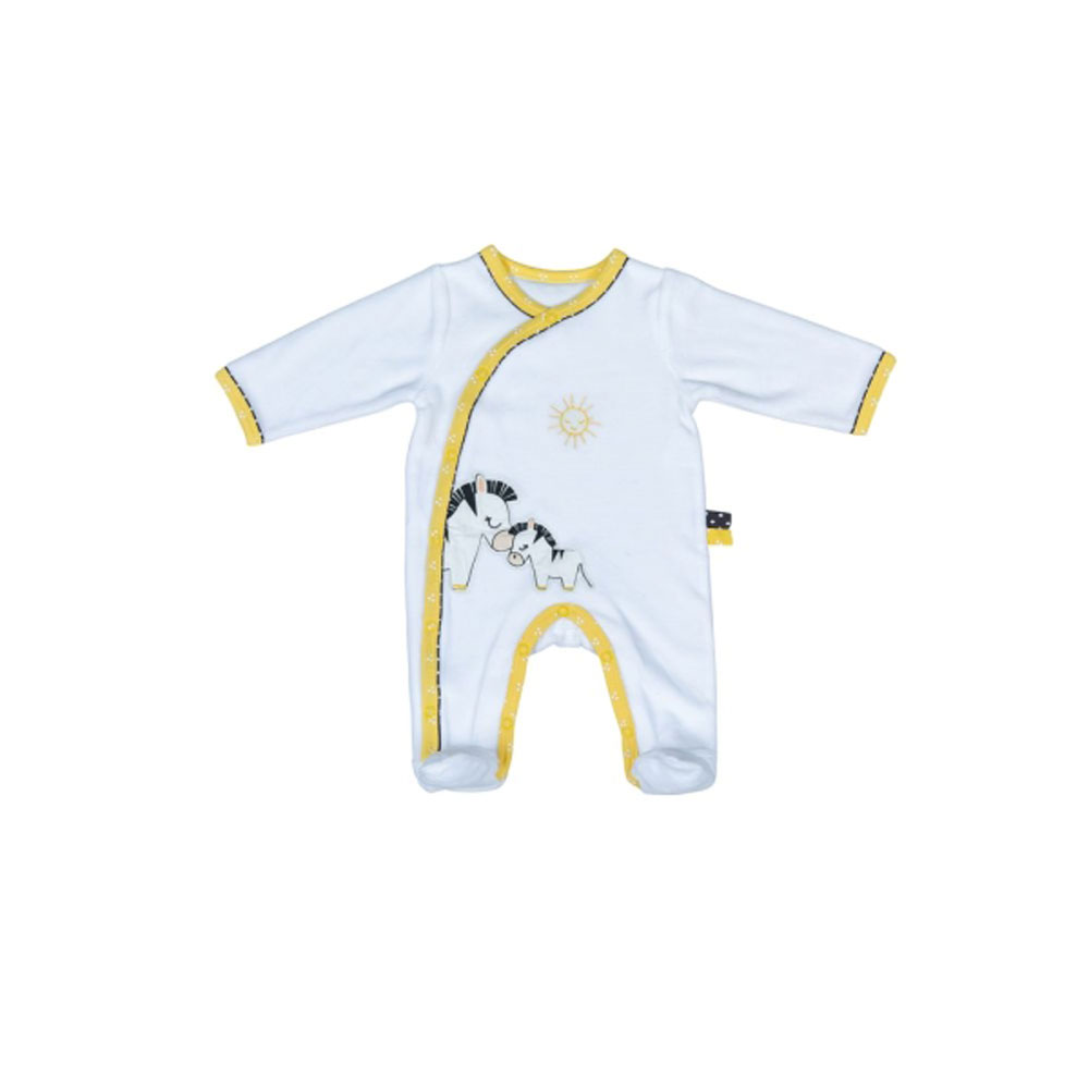 Pyjama bébé velours zebre pluche et pompon 1 mois de Sauthon baby