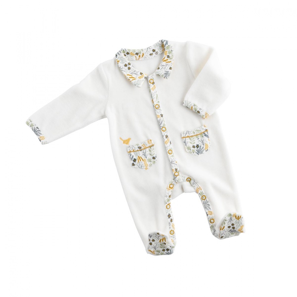 Pyjama bébé naissance col motif végétal promenons nous de Sauthon baby deco  sur allobébé