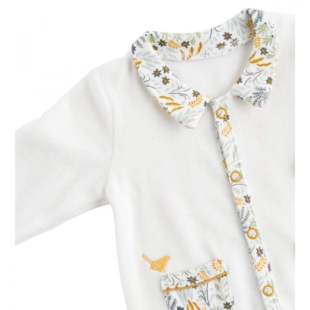 Pyjama bébé velours blanc 1 mois ouverture devant panda chao chao