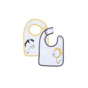 Lot de 2 bavoirs pluche et pompon Sauthon baby deco