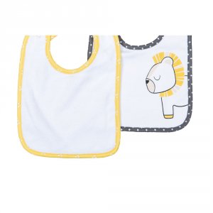 Lot de 2 bavoirs pluche et pompon Sauthon baby deco