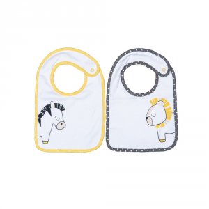 Lot de 2 bavoirs pluche et pompon Sauthon baby deco