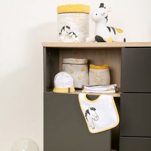 Lot de 2 bavoirs pluche et pompon Sauthon baby deco