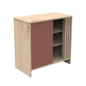 Commode porte et niches terracotta tokyo avec plan à langer amovible Sauthon meubles