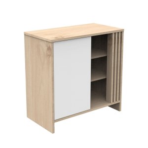 Commode porte et niches blanche tokyo avec plan à langer amovible Sauthon meubles