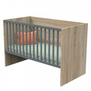 Lit évolutif bébé combiné 70x140 cm en 140x200 cm nova gris volcan Sauthon meubles