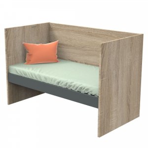 Lit évolutif bébé combiné 70x140 cm en 140x200 cm nova gris volcan Sauthon meubles