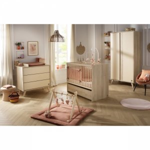 Chambre bébé duo lit 60x120cm transformable + commode melinee + plan à langer offert Sauthon meubles