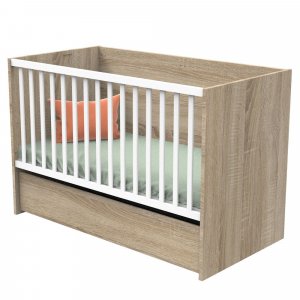 Lit bébé 60x120 cm + tiroir de lit nova blanc lin Sauthon meubles