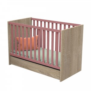 Lit bébé 60x120 cm + tiroir de lit nova rose canyon Sauthon meubles